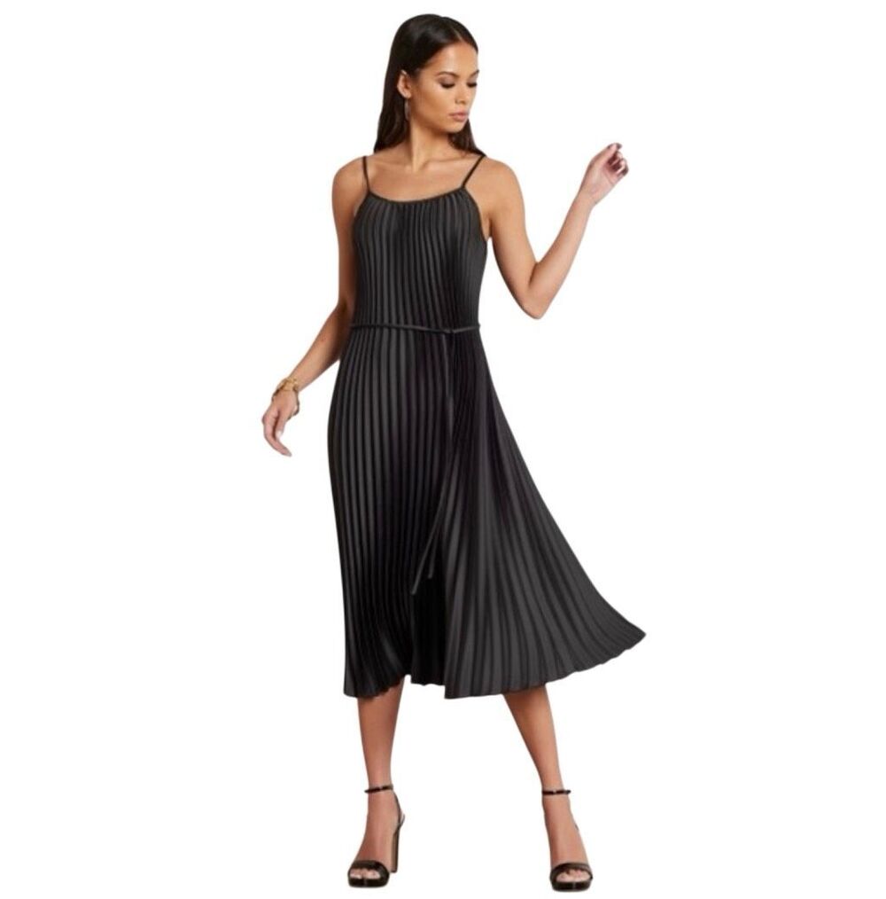 Sam Edelman NWT Pleated Tank Midi Dress. Black, M.